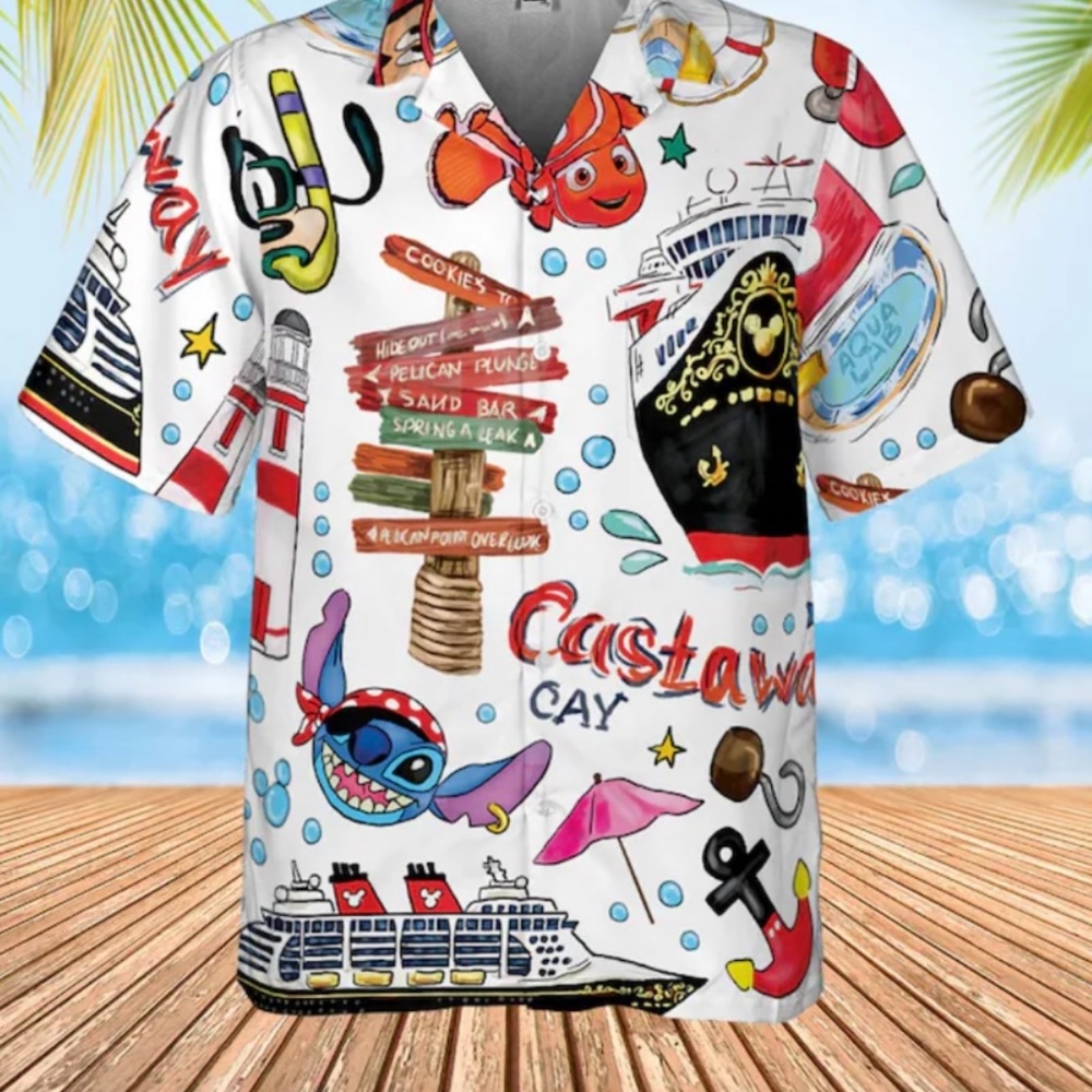 Men’s castaway /Disney island Hawaiian shrit size large